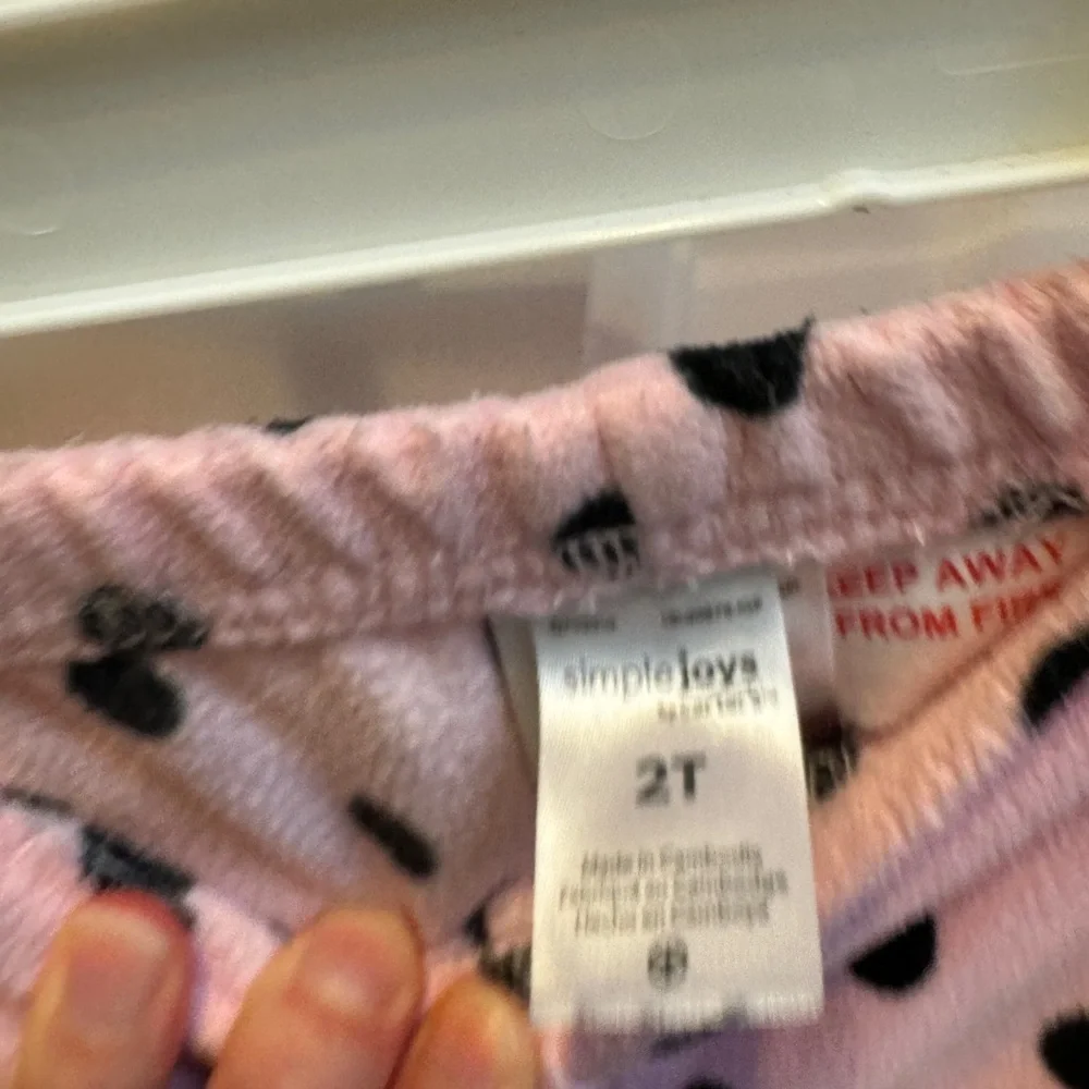 NWOT Carter’s 2T Girls Pink & Black Polka Dot Fleece Pajama Pants